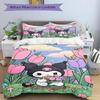 3pcs Floral Adventure Kuromi Print Cover Set Ultra Soft, Breathable, and Comfortable Bedding with Stylish Design for Bedroom and Guest Room Decor