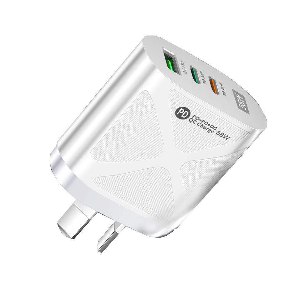 58W Dual Fast Charger with 2PD + QC3.0 - EU, US, UK, KR, AU Plug Options