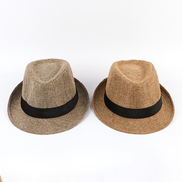 Men's Fedora Jazz Cotton and Linen Pure Hat Dad Hat Imitation Linen Sun Visor Sun Hat White Hat Wedding Fedora Hat