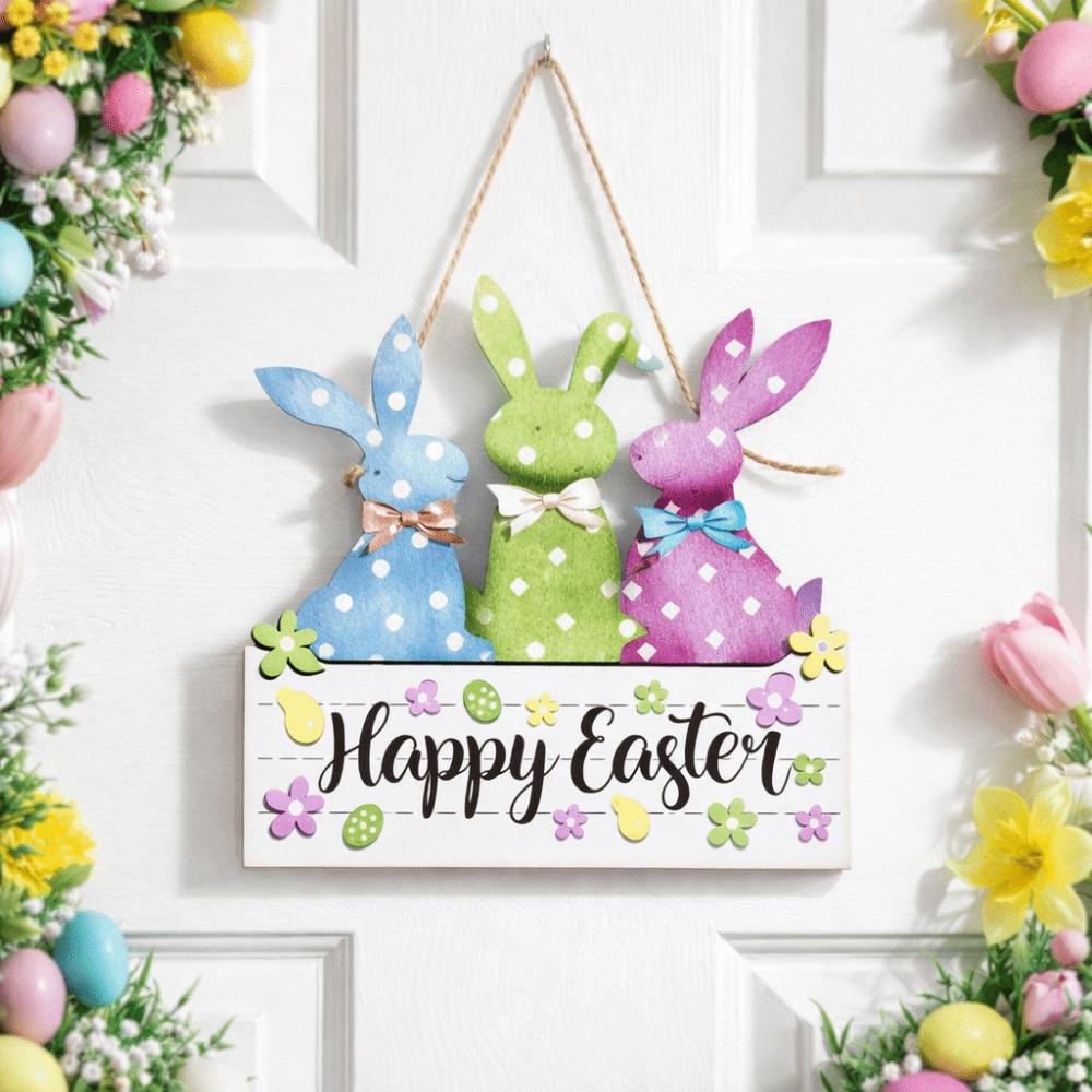 Colorful Wooden Sign Plaque Reusable Easter Welcome Sign Creative Sign Plaque Ornament  Photo Props