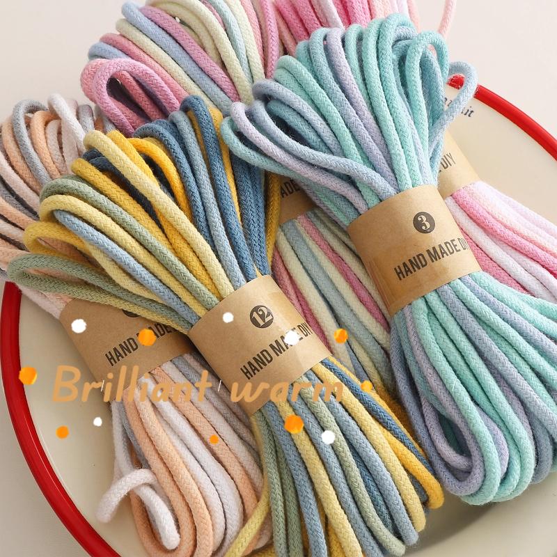 4mm 10m Color Gradient Cotton Thread Home Textile Decorative Rope Clothing Grain Rope Handmade Weaving Rope Craft Accessories