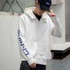 Li Ning Logo Printed Fleece Hooded Zip-Up Sweatshirt Men sweatshirt Off-White YWDT307-1