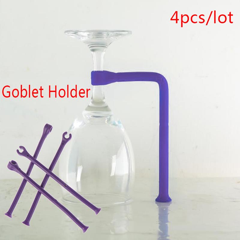4Pcs Silicone Goblet Holder Dishwasher Bracket Wine Glass Rack Bar Kitchen Tool