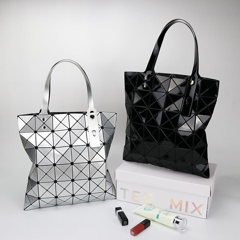 Borsa a mano rombo geometrico lucida: Borsa a tracolla pieghevole alla moda a 6 scomparti per donna.