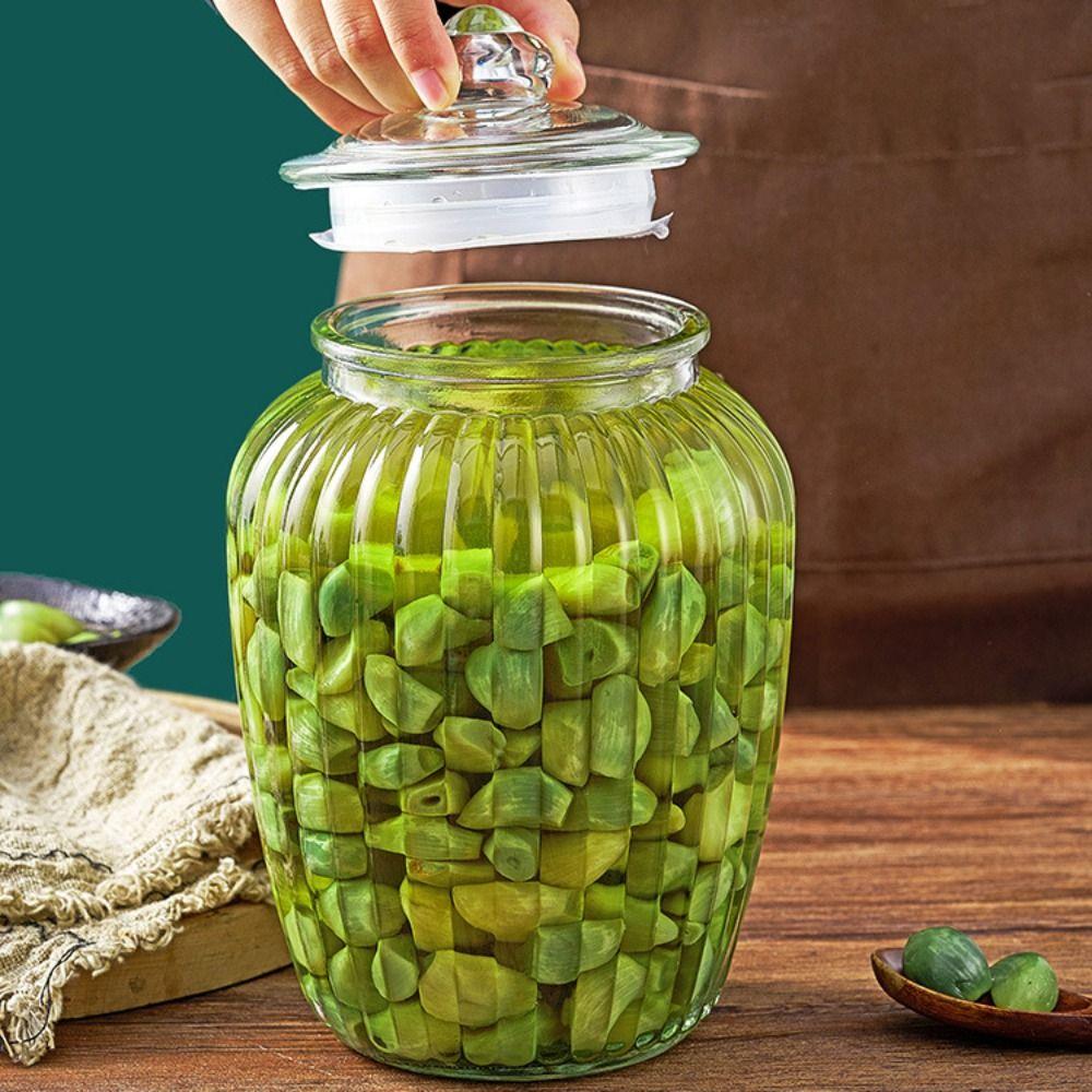 Multi-functional Transparent Glass Pickle Jar Sealed Large Capacity Kitchen Storage Jar Thickened Reusable Kimchi Jar Sugar