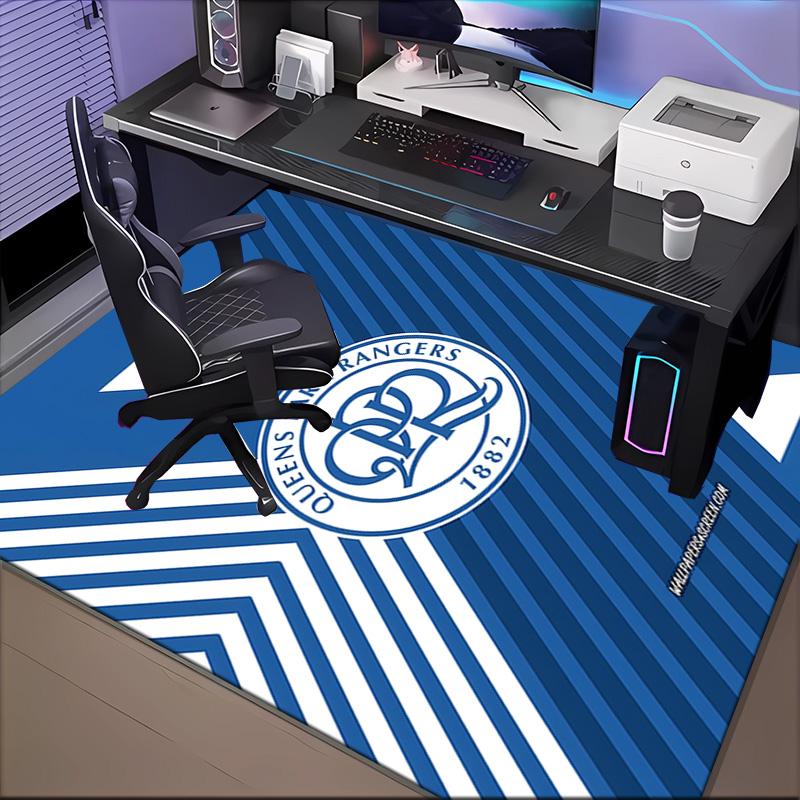 Queens Crest Football Rug for Living Room, Game Rooms, Office, Bedroom, Office Floor Mat Playful Design, fan gifts Christmas decor