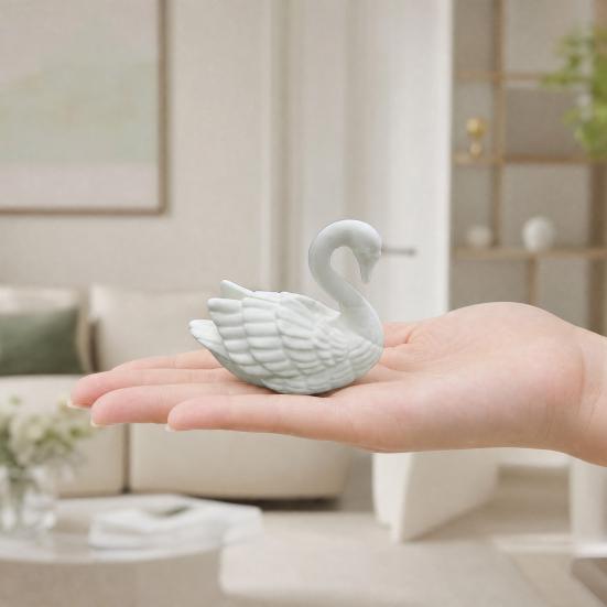 Swan Figurine, 3D Printed White Swan Statue, Modern Minimalist Tabletop Ornament for Living Room, Office, Desk, Shelf Decor