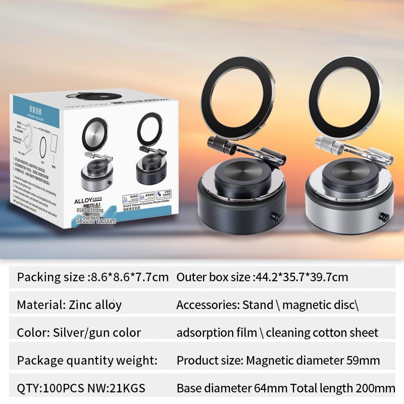 Magnetic Vacuum Phone Holder for Desktop, Wall, or Car Dashboard