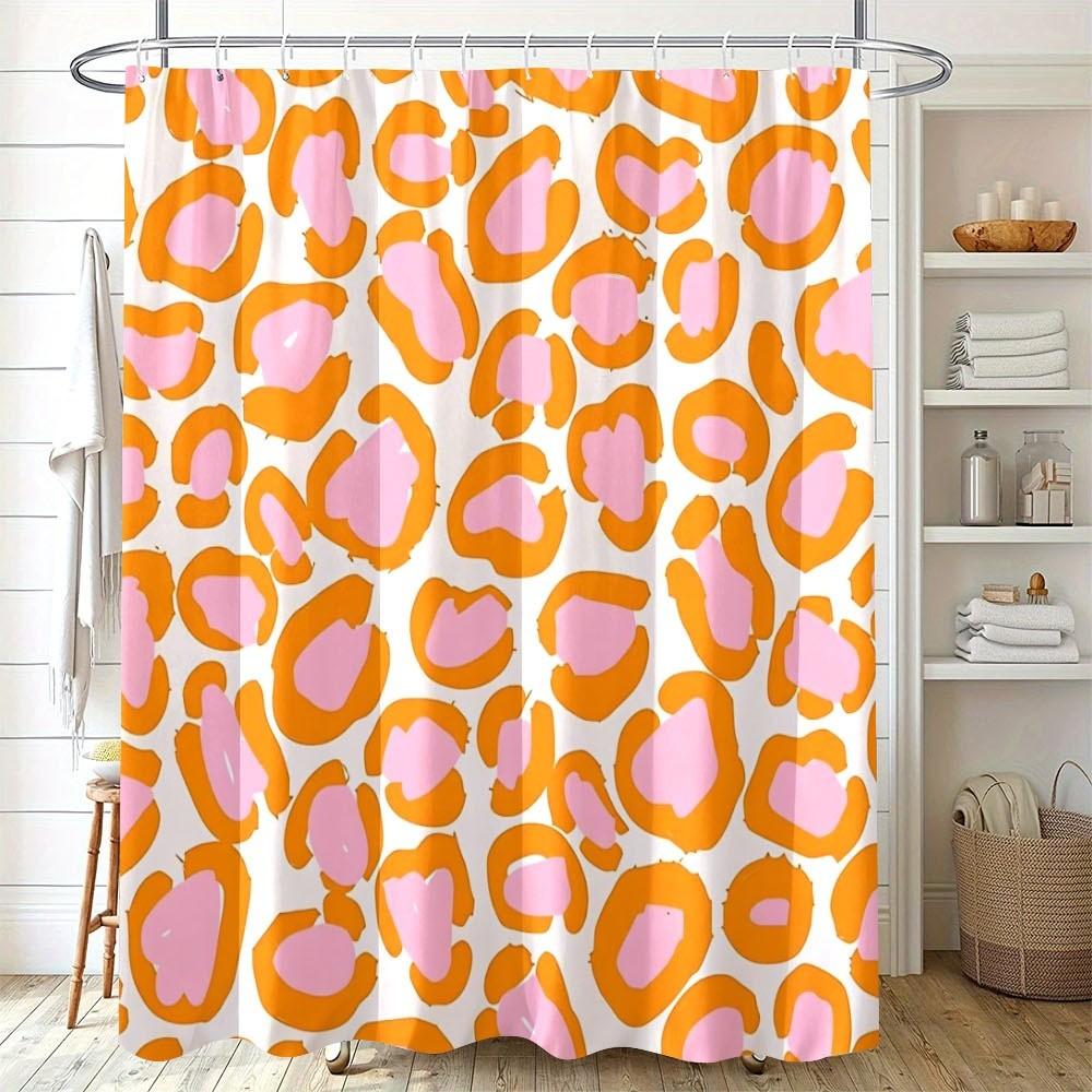 

Pink & Orange Leopard Print Shower Curtain – Whimsical Abstract Design, 12 Hooks, Playful Modern Bathroom Decor W60H190(CM)-1 Pcs