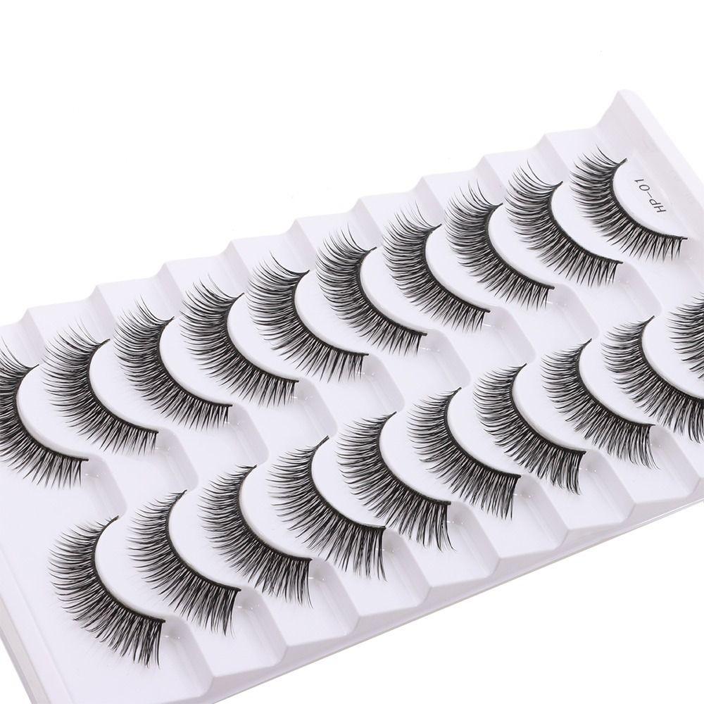 10 par naturliga långa 3D-minkfransar Svart fäste Mangafransar Lösögonfransar Ögonfransförlängning