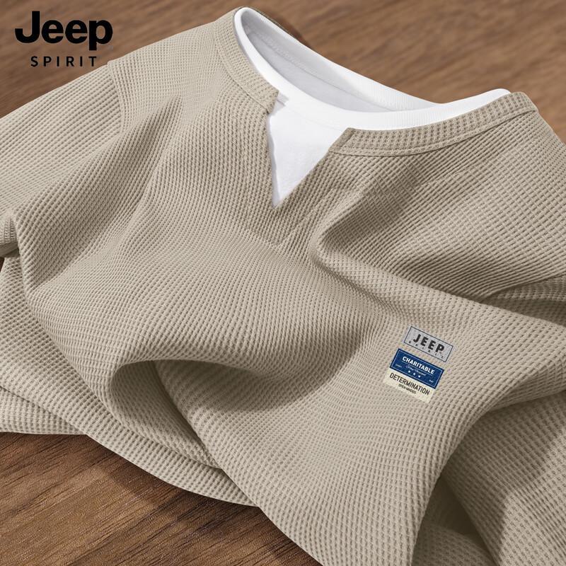 JEEP SPIRIT Men s Waffle Faux Two-Piece Long-Sleeve T-Shirt M