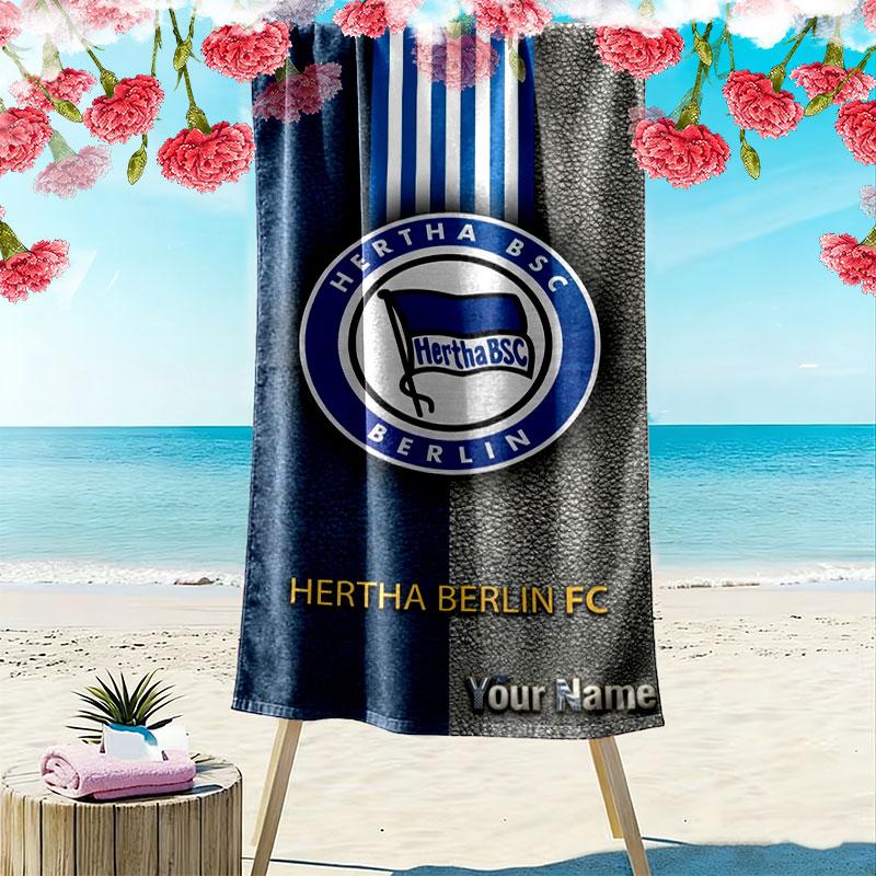 Hertha BSC Custom Name Print Beach Towel, Large Soft Quick Dry Towel for Beach Camping Swimming