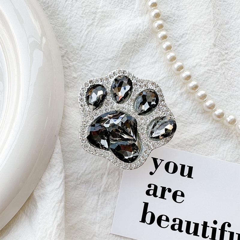 Rhinestone Luxury Mobile Phone Airbag Bracket Cat Claw Paste Retractable Light Luxury Full Drill Desktop Watching Drama Bracket Female