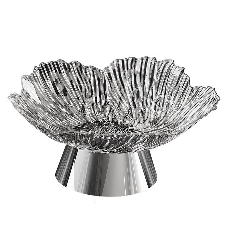Elegant Crystal Petal Footed Fruit Bowl for Living Room