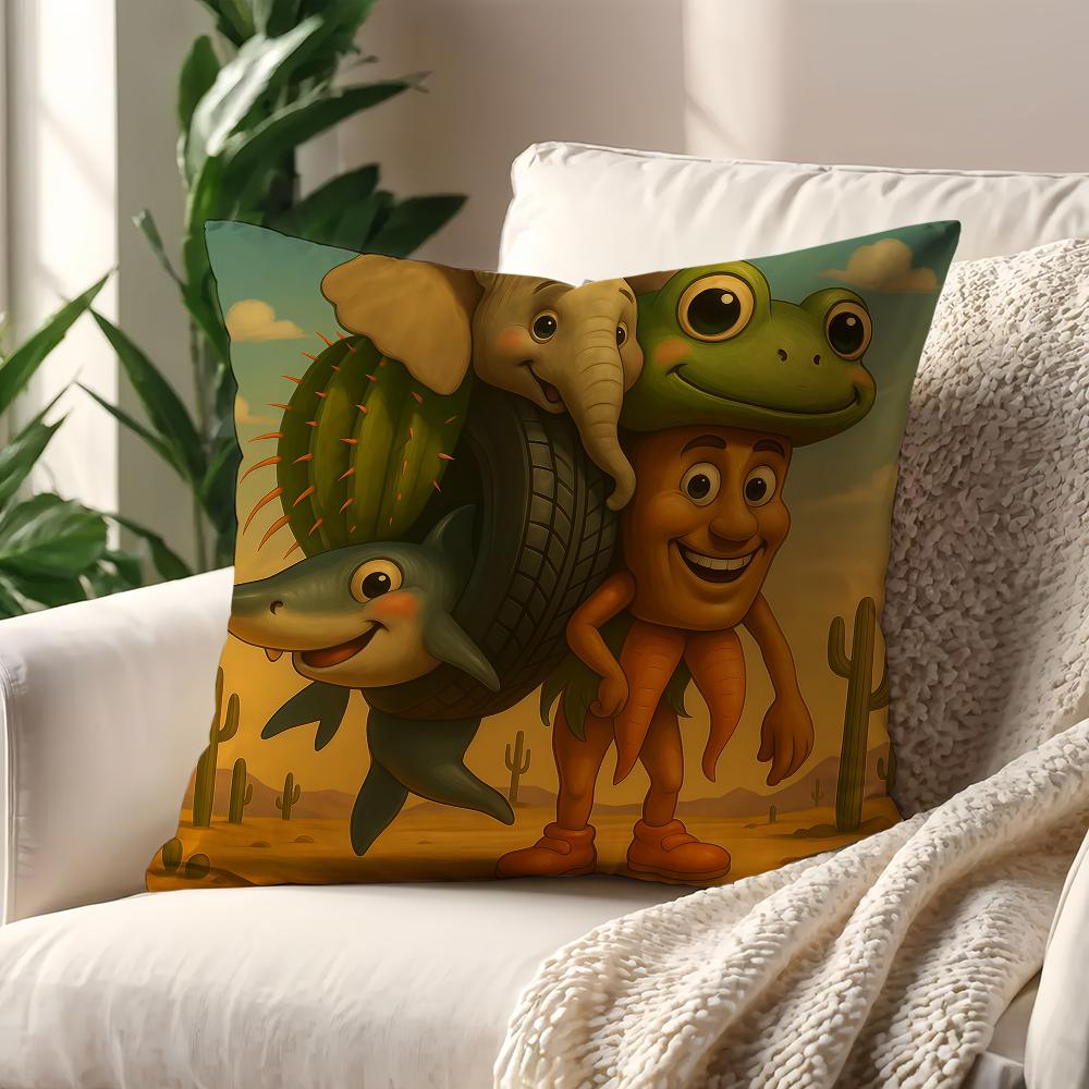Italian B-Brainrot Animals Meme Cushion Cover For Pillow Printing Sofa Decoration Home Car Room Coffee Office Nordic Simplicity