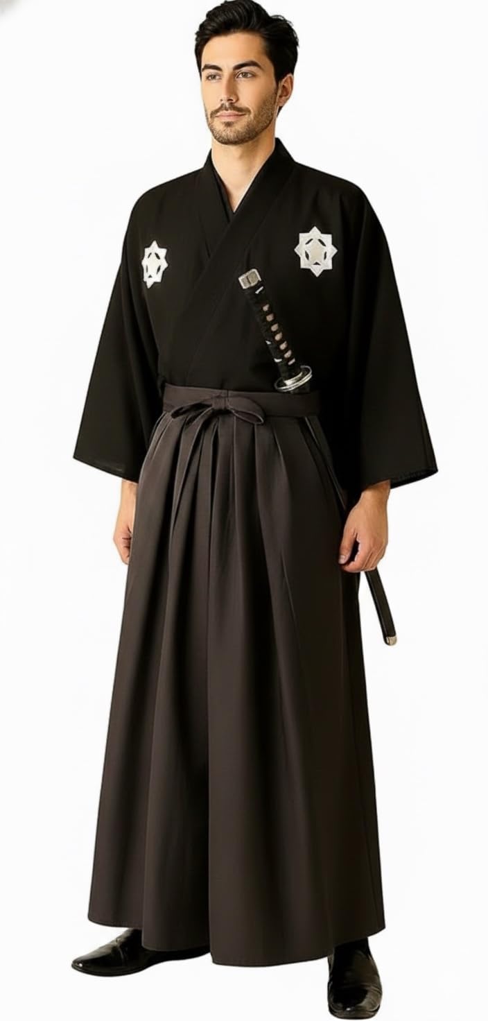 Косплей Самурая Хэллоуин Костюм Карнавальный Костюм Тренировочная Одежда Школьный Фестиваль Культурный Фестиваль Кимоно Японская Одежда Вечеринка чёрный