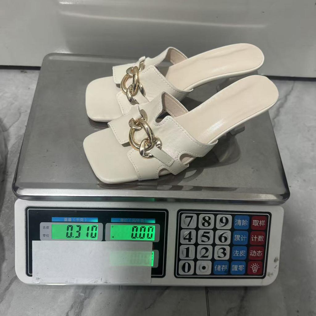 Stilettos Sandals For Womens Summer Low Heels Slip Slides Sandal Square Open Toe Dress Shoes For Women Outdoor Party Wear Shoe