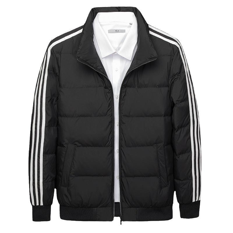 2023 Men's Slim Fit Stand-Up Collar Three-Bar White Duck Down Jacket for Couples