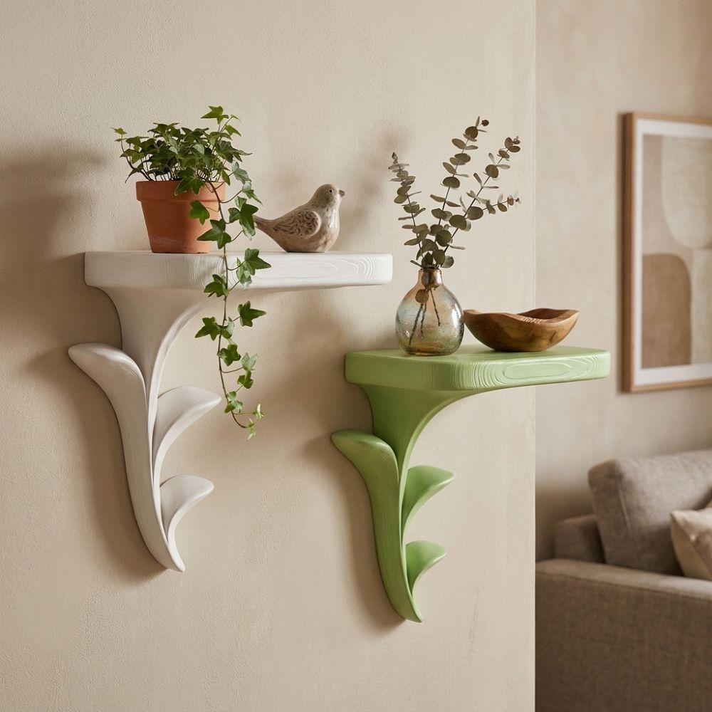 Plastic Wall-Mounted Storage Rack 3D Printed Green Plant Display Stand  Figurine Display