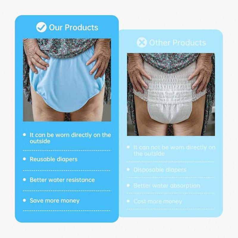Reusable Incontinence Underwear Adults Elderly Men Women Washable Leak-Proof Briefs 4-Pack