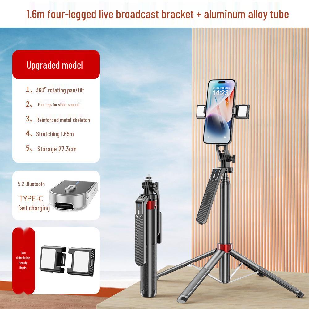 P180 Bluetooth Selfie-Stick: Handheld Stabilisator Stativ mit Fülllicht für Handy & Kamera.