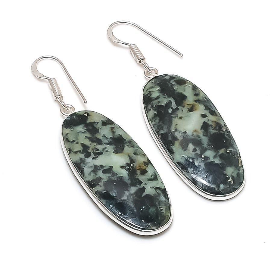 Natural Tibetan Turquoise 925 Sterling Silver Jewelry Earring 2.21 AE-12281