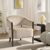 Chenille Lounge Chair, Wide Seat, Beige Armrests