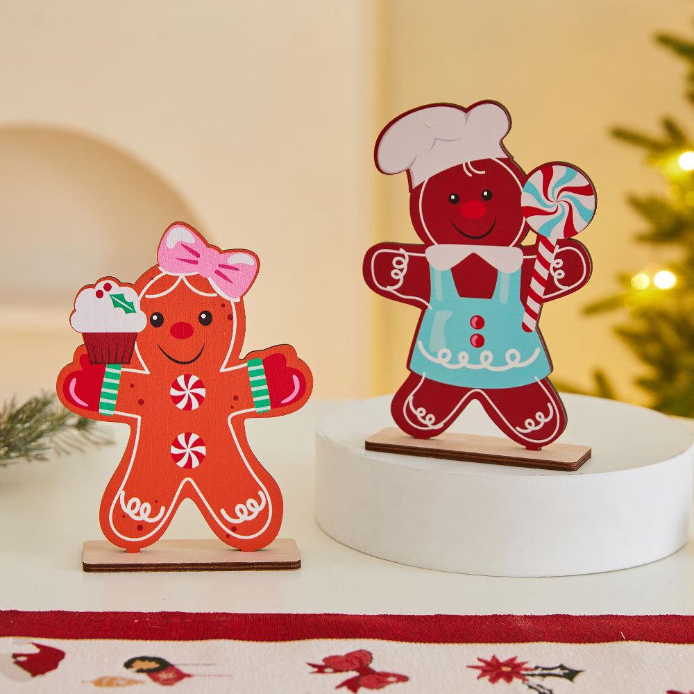 New Wooden Christmas Desktop Ornament: Snowman, Santa, Gingerbread Man Decorations