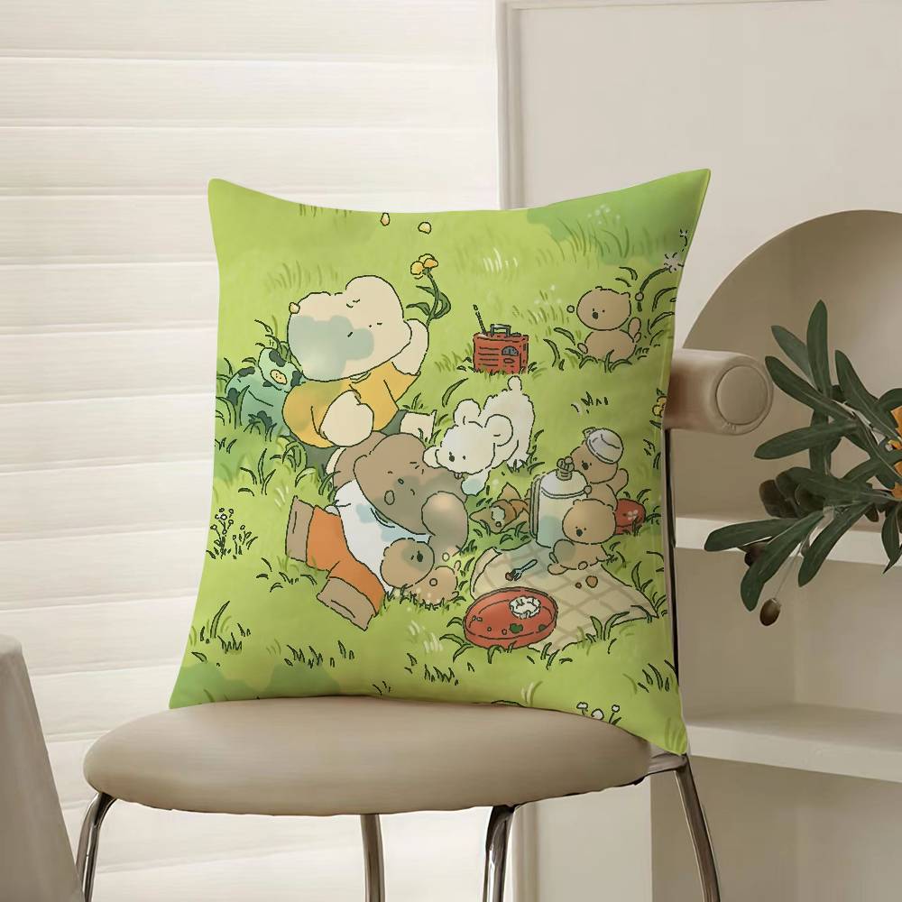Author Somdoo Cute Animals Quiat Peaceful Pillow Case Comfort Sofa Bed Silky elegant Invisible zipper Decorative cushion cover