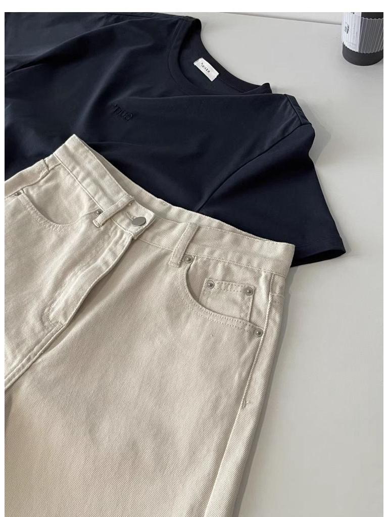 Women's High-Waisted Apricot Denim Shorts, Plus Size, Loose, Slimming, Wide-Leg, Summer 2025 Collection