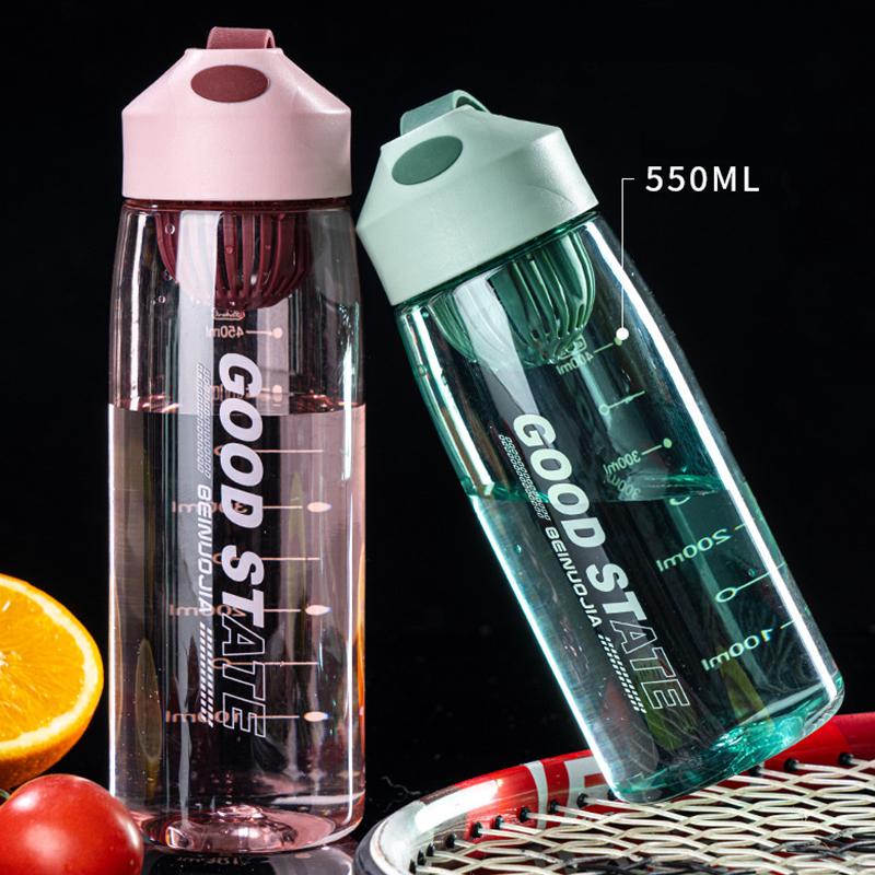 Portable Large Capacity Sports Water Cup For Women Summer Fitness Male Students Simple Plastic With Tea Strainer High Value Cup