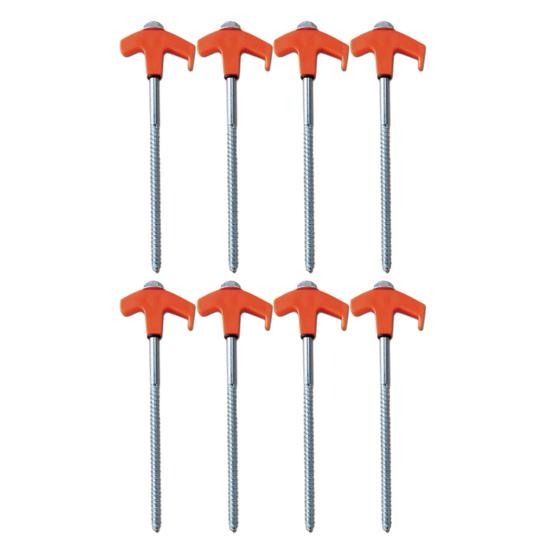8Pcs Tent Stakes Heavy-Duty Metal Camping Stakes Threaded Anchors Up with Drill or Hammer Superior Grip Tent Pegs on Grass