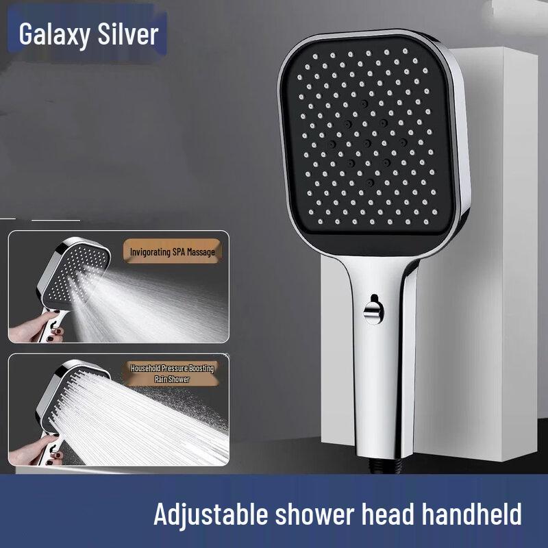 TLXT Bright Silver Square Shower Head Set (2-pack)