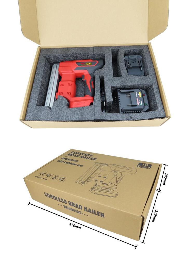 Gaobao Rechargeable Brushless Lithium Battery 1022J Brad Nailer - Electric Nail Gun for Woodworking and Furniture