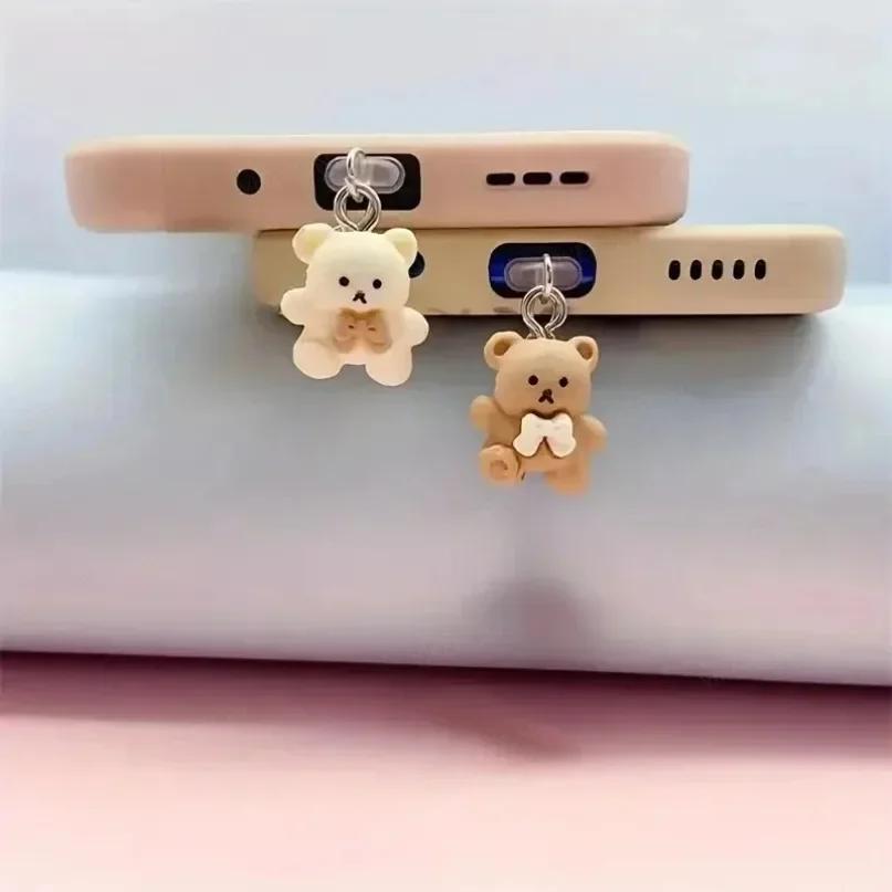 Phone Dust Plug Pendant for iPhone Samsung Xiaomi Type-C/iOS /Micro USB Interface Universal Dust Plug Cute Little Bear