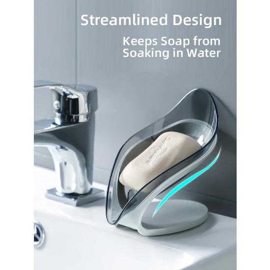 Multifunctional Drainage Soap Dish with Detachable Base ABS + PS + Silicone Grey/Blue for Bathroom & Kitchen