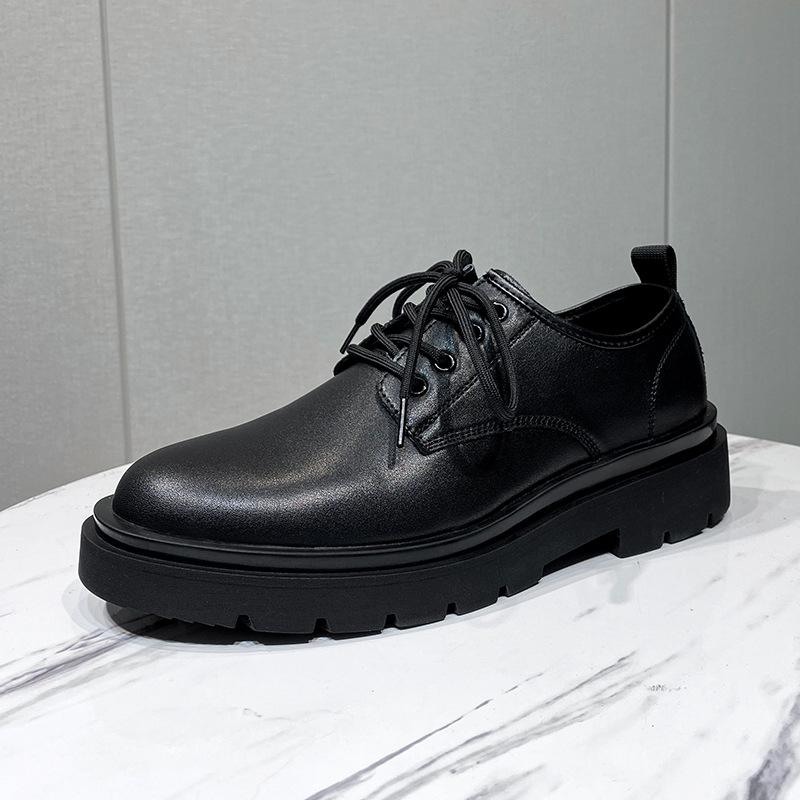 Fashion British Trend Black Small Leather Shoes Business Dress Men'S Leather Shoes Large Size Casual Shoes 4546