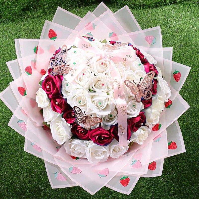 20pcs/Pack Waterproof Strawberry Printed Gift Wrapping Paper, Ideal For Diy Handicraft Gift, Suitable For Flower Wrapping