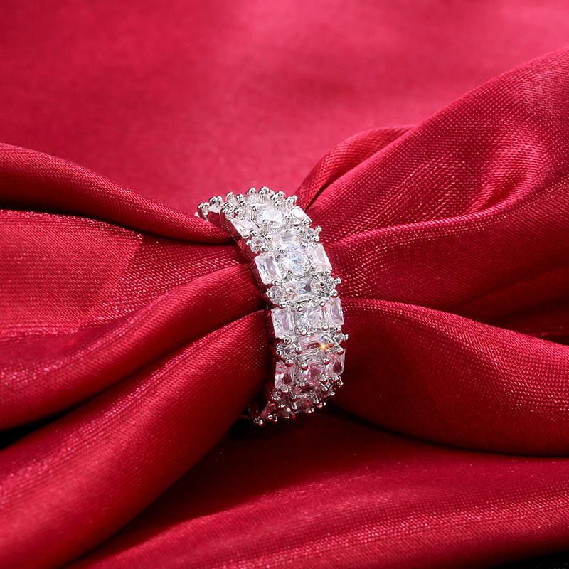 Luxury S925 Stamp Silver Color Dazzling AAA Mosaic CZ Zircon Finger Rings For Women Vintage Wedding Female Jewelry Anillos Anel