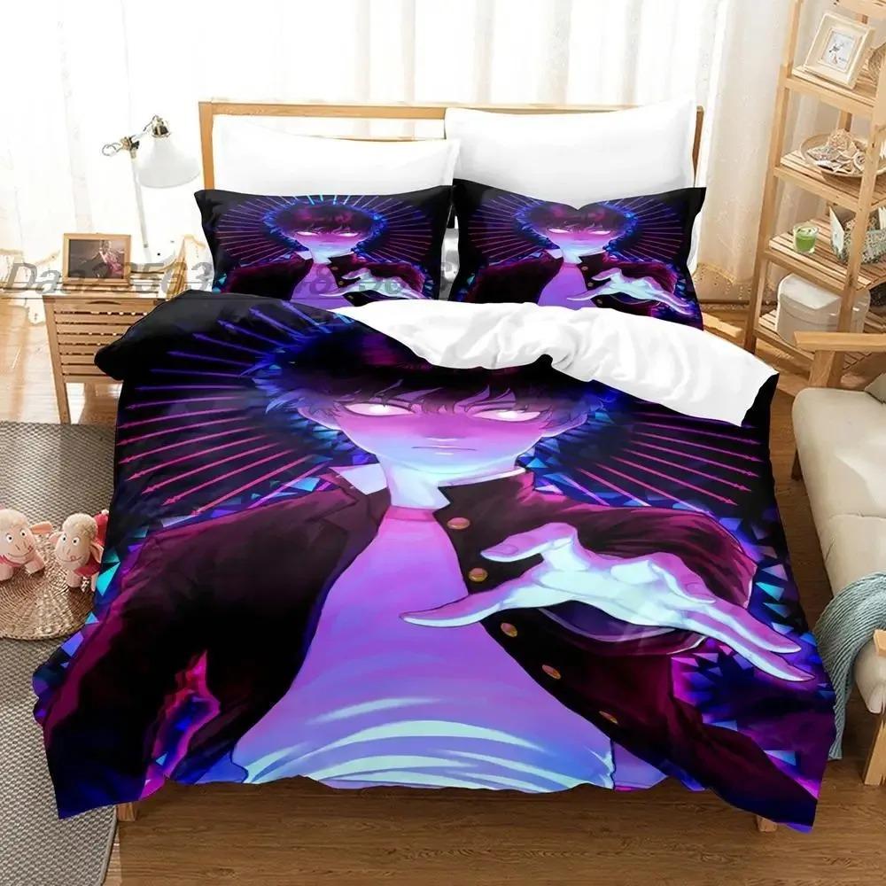 Mob Psycho 100 Bedding Set Single Twin Full Queen King Size Bed Set Aldult Boys Bedroom Duvetcover Sets 3D Anime Bed Sheet Set