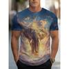 Men's 3D Elephant Print T-shirt Short Sleeved T-shirt Breathable Polyester Round Neck Casual Streetwear Top