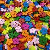 100PC Wood Sewing Buttons, Flower Buttons with 2 Holes Buttons for Sewing DIY Craft Decorative