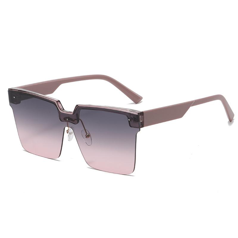 Black Large-Frame Polarized Sunglasses, Women'S Trendy High-End Half-Frame Street Sunscreen Sunglasses