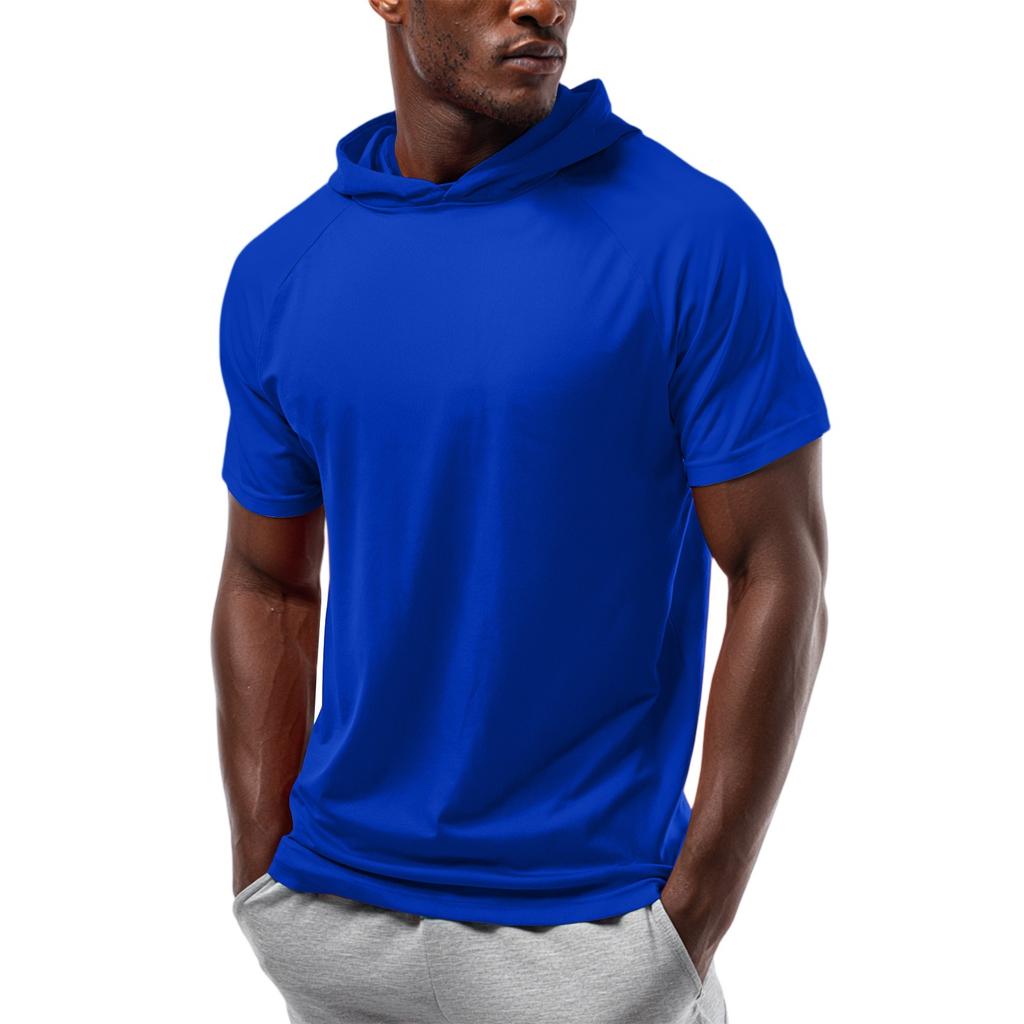 Men's Straight Shoulder Short-sleeved Hoodie T-shirt Sweatshirt