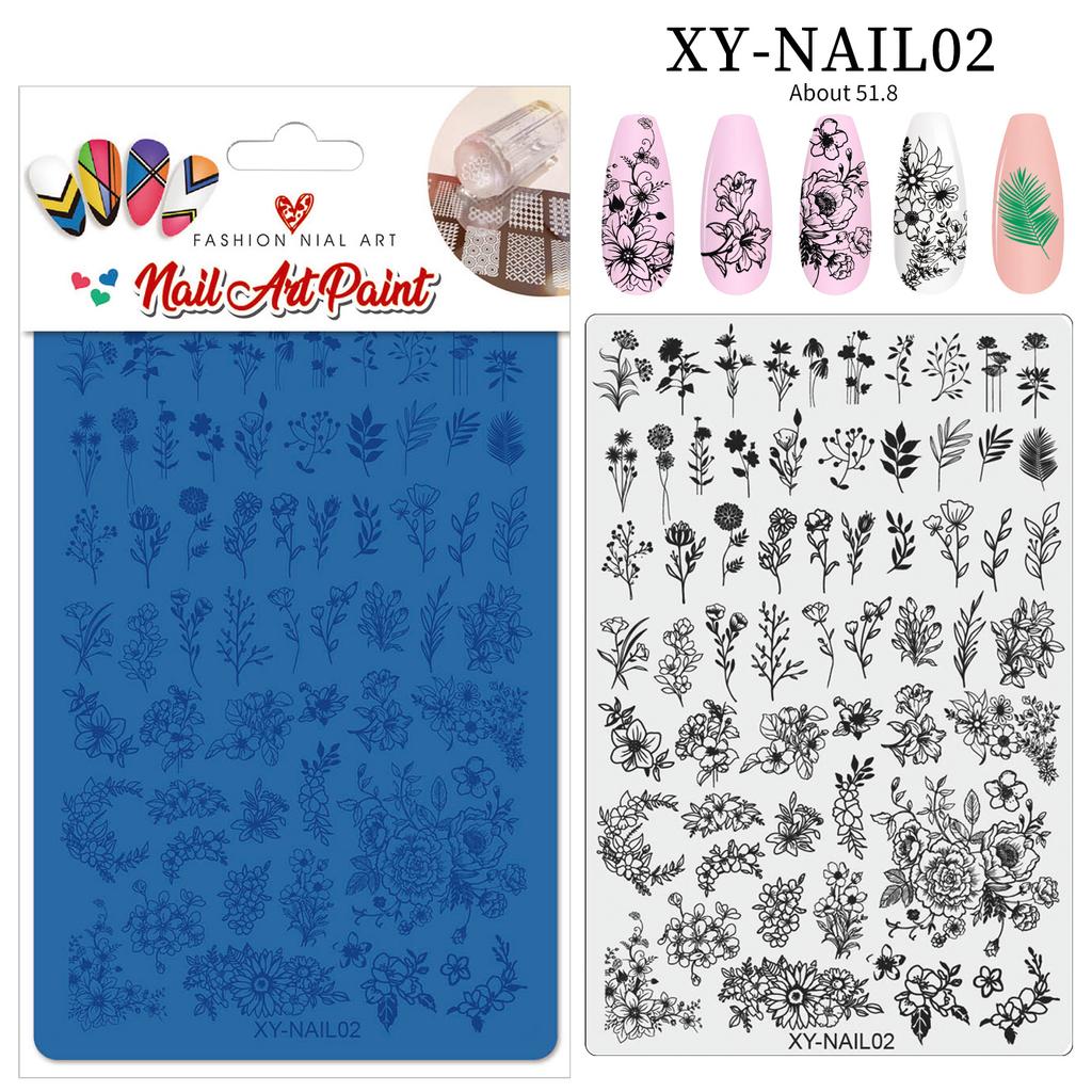Nail Art Printing Steel Plate Lace Butterfly Pattern Flower French Large Transfer Silicone Seal Steel Plate Printing Rubber Plate