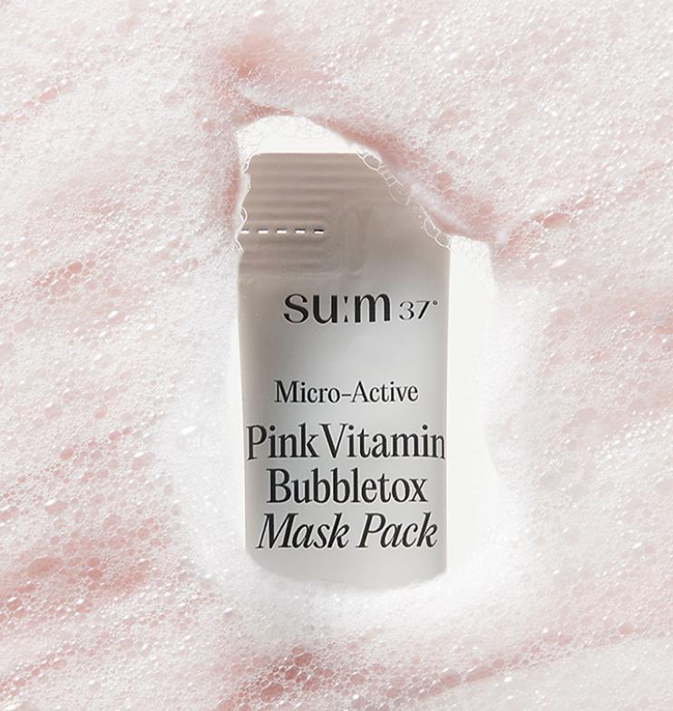 SUM37 Micro-Active Pink Vitamin Bubbletox Mask 14 Sheets – Brightening & Cleansing Care