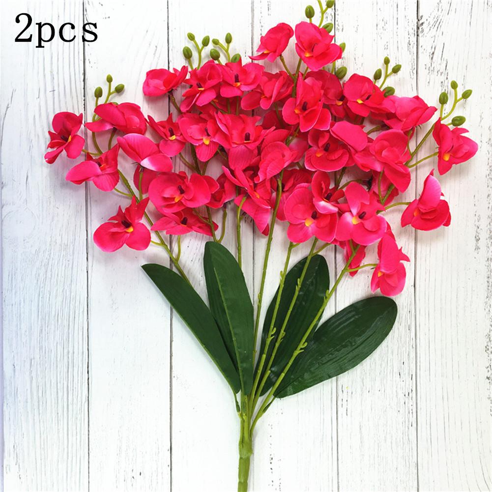 2шт имитация букета цветов фаленопсиса для украшения гостиной rose Red #1