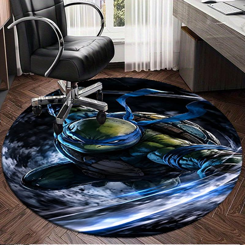 1PC Turtles Team Adventure Round Rug, Non-slip Chair Mat, Home Decor, Circle Carpet Perfect for Office, Bedroom, Living Room,Christmas Gift
