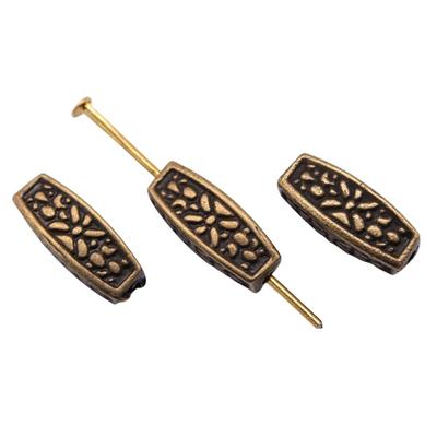 10Pcs Long Carved Beads Charms For Jewelry Making Antique Bronze Color 5X13mm