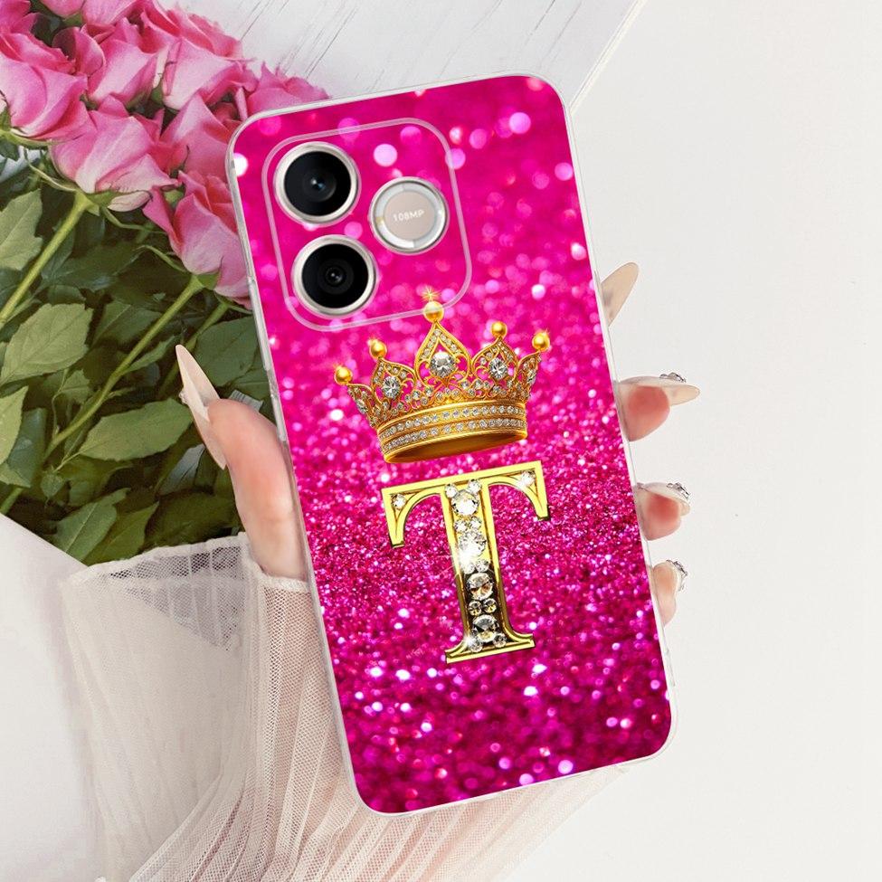 Transparente Hülle für Honor 500 Smart Cover Luxus A-Z Buchstaben Mode Cool Krone Weiche Hülle für Honor 500Smart